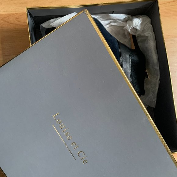 Navy blue booties/sandals, heel, size 6.5 - Picture 4 of 11